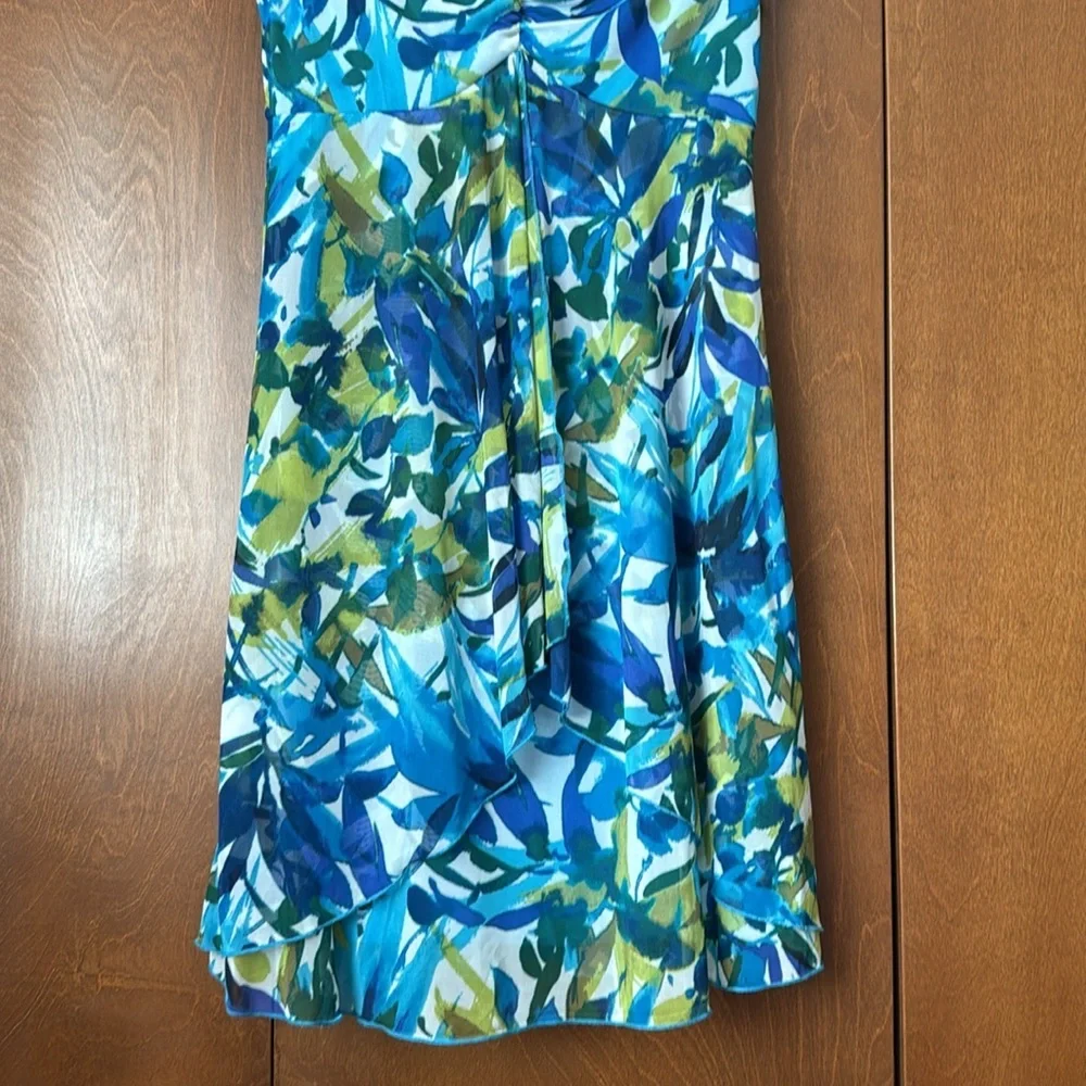 Connected Apparel Blue and Green Patterned Dress Size 8 - Picture 7 of 8